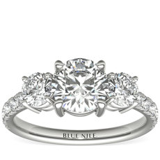 Three-Stone Pavé Diamond Engagement Ring in 14k White Gold (0.25 ct. tw.)